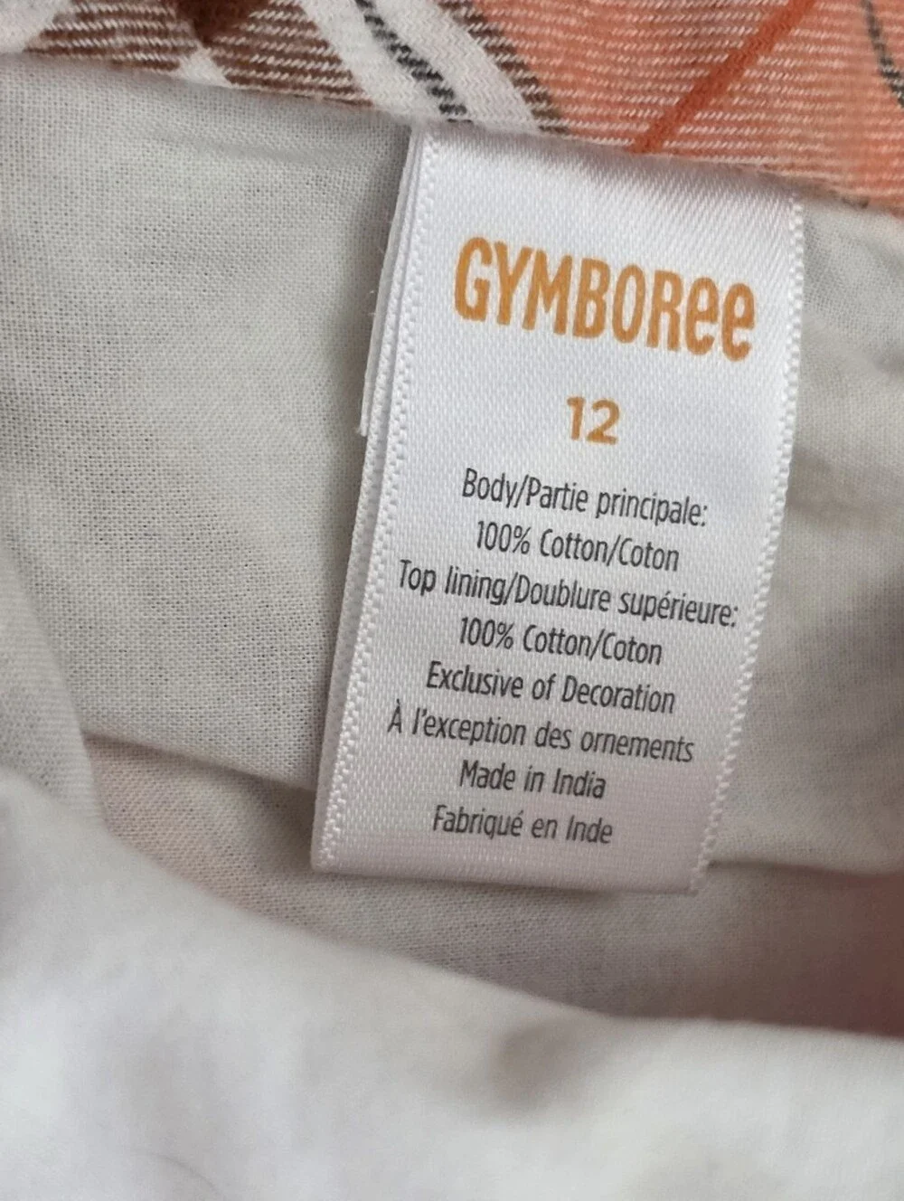 Gymboree Girls Plaid Twill Peter Pan Fall Dress Lil' Pumpkin Orange Size 12